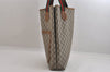 Authentic GUCCI Web Sherry Line Vintage GG Plus Tote Bag PVC Leather Brown 8760M