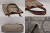 Authentic GUCCI Web Sherry Line Vintage GG Plus Tote Bag PVC Leather Brown 8760M