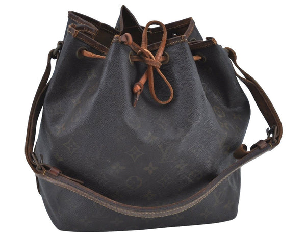 Authentic Louis Vuitton Monogram Petit Noe M42226 Shoulder Drawstring Bag 8761H
