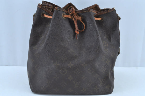 Authentic Louis Vuitton Monogram Petit Noe M42226 Shoulder Drawstring Bag 8761H