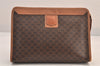 Authentic CELINE Macadam Blason Clutch Hand Bag Purse PVC Leather Brown 8761M