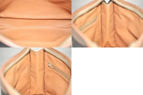 Authentic CELINE Macadam Blason Clutch Hand Bag Purse PVC Leather Brown 8761M