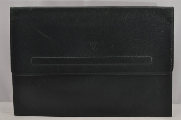 Authentic Louis Vuitton Taiga Poche Papier Document case Green M64338 LV 8765I