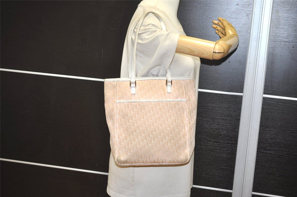 Authentic Christian Dior Trotter Shoulder Tote Bag Canvas Leather Pink 8766J