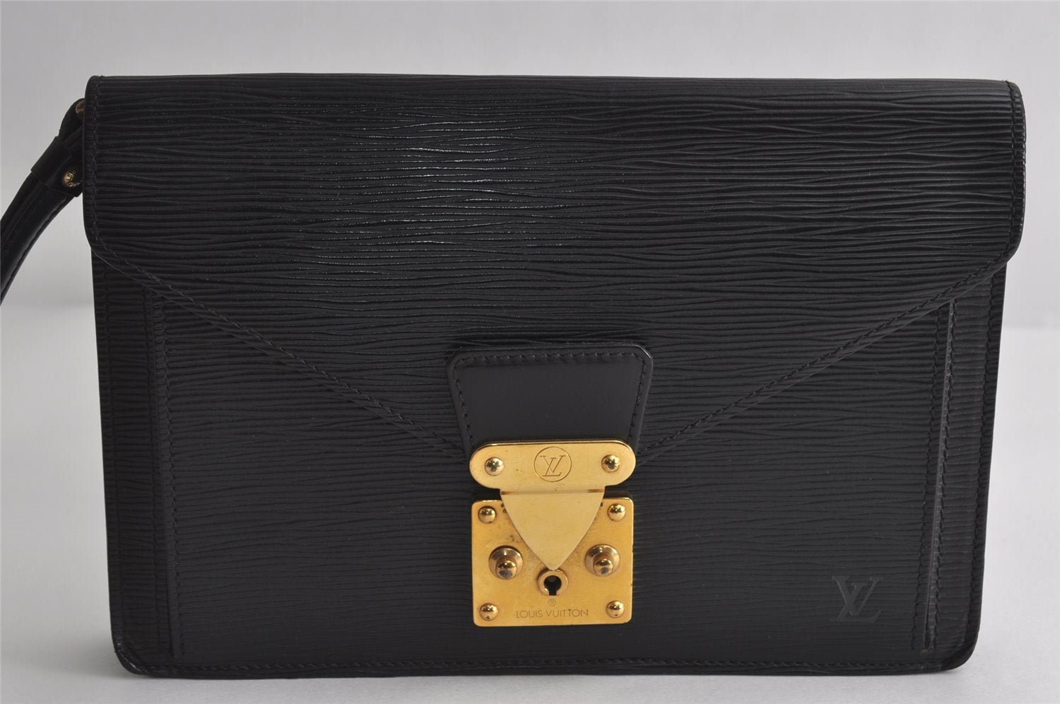 Authentic Louis Vuitton Epi Sellier Dragonne Clutch Bag Black M52612 LV 8767I