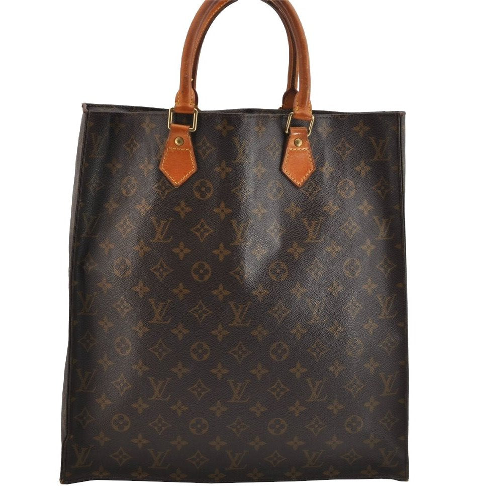 Authentic Louis Vuitton Monogram Sac Plat Hand Tote Bag M51140 LV Junk 8767J