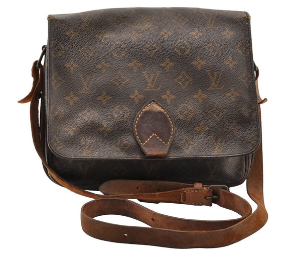 Authentic Louis Vuitton Monogram Cartouchiere MM M51253 Shoulder Bag Junk 8768I