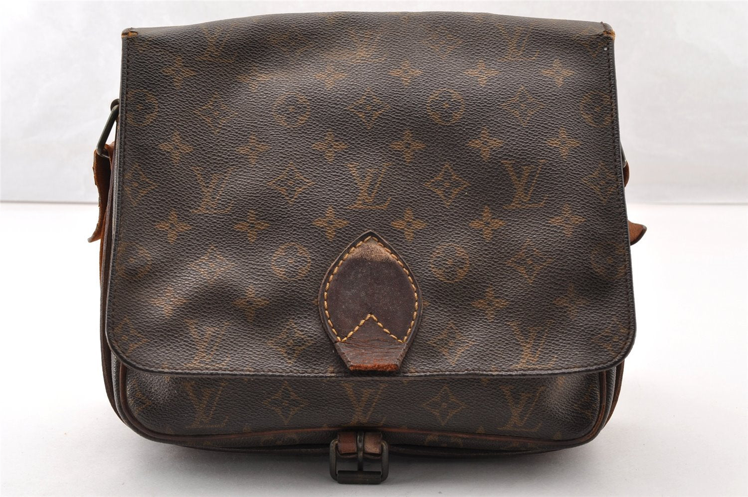 Authentic Louis Vuitton Monogram Cartouchiere MM M51253 Shoulder Bag Junk 8768I