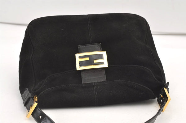 Authentic FENDI Vintage Shoulder Hand Bag Suede Leather Purse Black 8768J