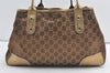 Authentic GUCCI Princy Tote Bag GG Canvas Leather 163805 Gold Brown 8772J