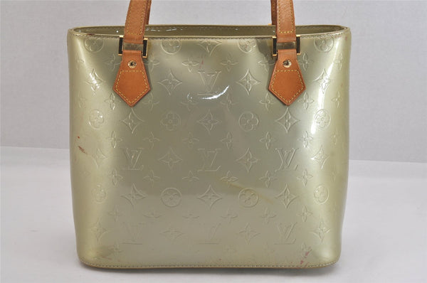 Authentic Louis Vuitton Vernis Houston Shoulder Bag Light Green M91053 LV 8772M