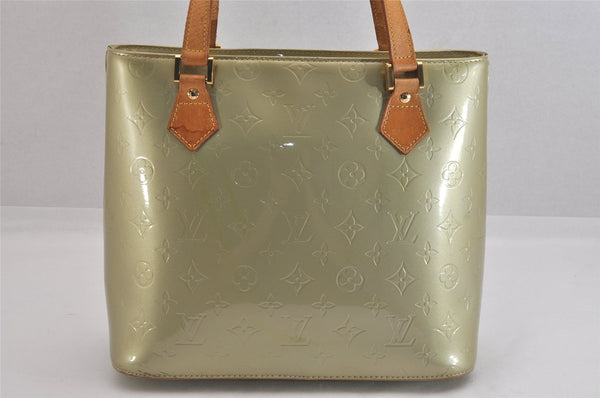 Authentic Louis Vuitton Vernis Houston Shoulder Bag Light Green M91053 LV 8772M