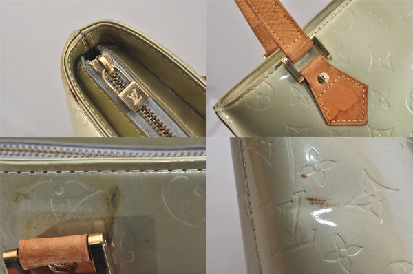 Authentic Louis Vuitton Vernis Houston Shoulder Bag Light Green M91053 LV 8772M