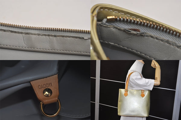 Authentic Louis Vuitton Vernis Houston Shoulder Bag Light Green M91053 LV 8772M