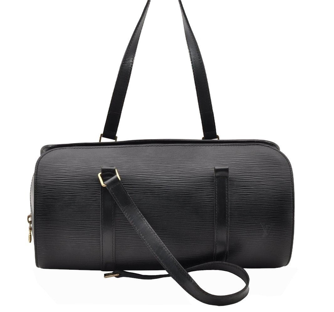 Authentic Louis Vuitton Epi Soufflot Black Hand Bag M52222 LV Junk 8775I
