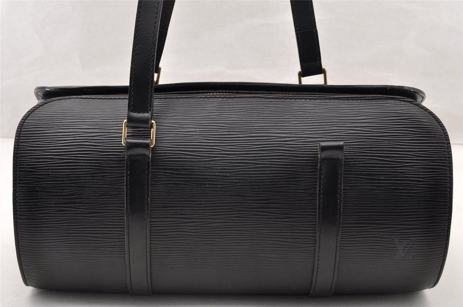 Authentic Louis Vuitton Epi Soufflot Black Hand Bag M52222 LV Junk 8775I