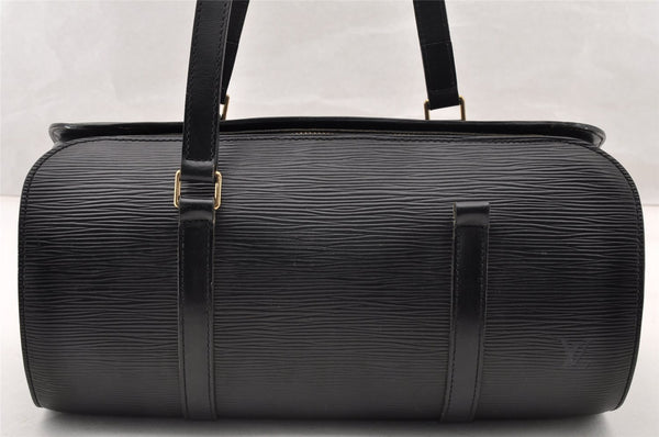 Authentic Louis Vuitton Epi Soufflot Black Hand Bag M52222 LV Junk 8775I