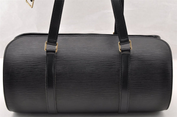 Authentic Louis Vuitton Epi Soufflot Black Hand Bag M52222 LV Junk 8775I