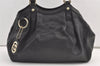 Authentic GUCCI Guccissima Sukey Shoulder Tote Bag GG Leather 211944 Black 8775J