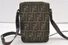 Authentic FENDI Zucca Shoulder Cross Body Bag Purse Nylon Leather Brown 8776J