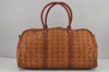 Authentic MCM Visetos Leather Vintage 2Way Travel Boston Bag Brown 8779J