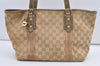 Authentic GUCCI Sherry Line Tote Bag GG Canvas Leather 137396 Beige 8780J