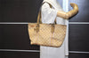 Authentic GUCCI Sherry Line Tote Bag GG Canvas Leather 137396 Beige 8780J