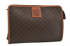 Authentic CELINE Macadam Blason Pattern Clutch Hand Bag PVC Leather Brown 8786M