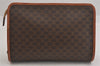 Authentic CELINE Macadam Blason Pattern Clutch Hand Bag PVC Leather Brown 8786M