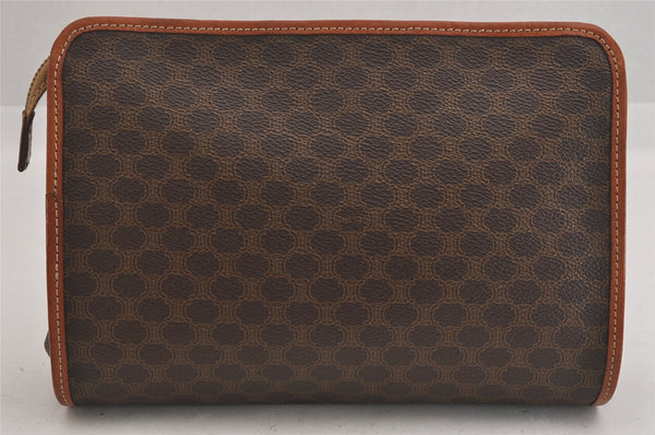 Authentic CELINE Macadam Blason Pattern Clutch Hand Bag PVC Leather Brown 8786M