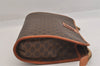 Authentic CELINE Macadam Blason Pattern Clutch Hand Bag PVC Leather Brown 8786M
