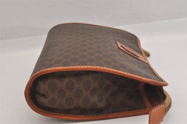 Authentic CELINE Macadam Blason Pattern Clutch Hand Bag PVC Leather Brown 8786M