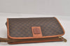 Authentic CELINE Macadam Blason Pattern Clutch Hand Bag PVC Leather Brown 8786M