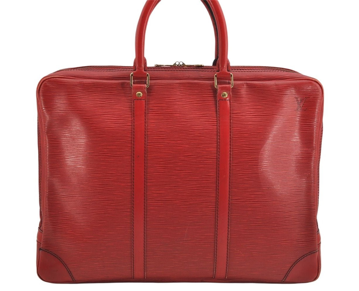 Authentic Louis Vuitton Epi Porte Documents Voyage Briefcase Red M54477 LV 8787J