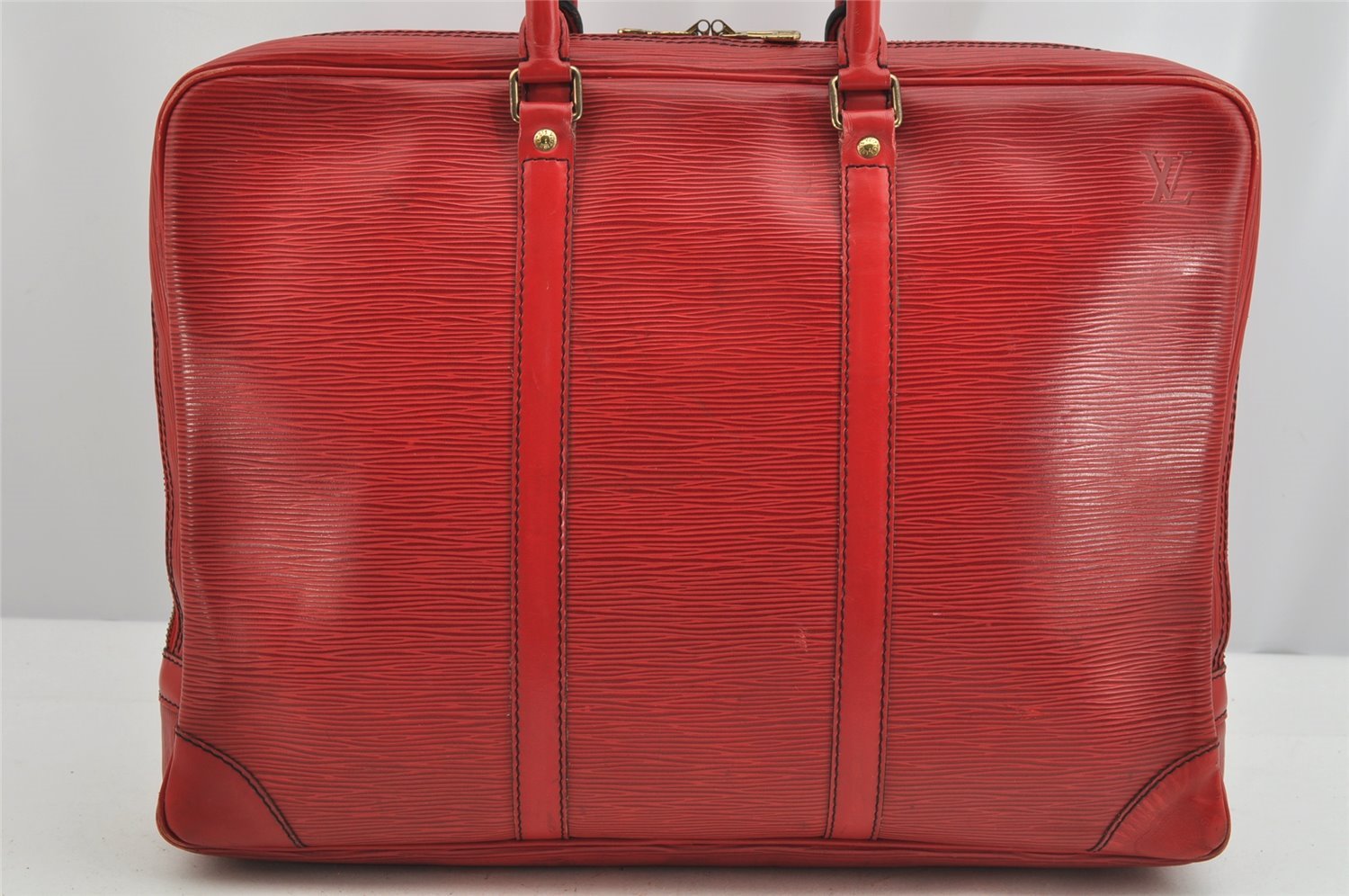 Authentic Louis Vuitton Epi Porte Documents Voyage Briefcase Red M54477 LV 8787J