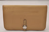 Authentic HERMES Dogon GM Vintage Leather Long Wallet Purse Beige 8789J