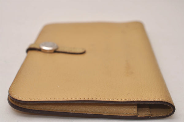 Authentic HERMES Dogon GM Vintage Leather Long Wallet Purse Beige 8789J