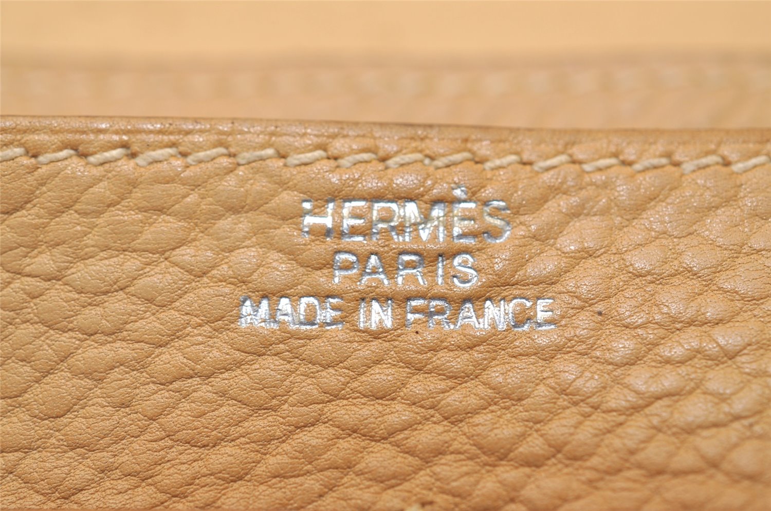 Authentic HERMES Dogon GM Vintage Leather Long Wallet Purse Beige 8789J