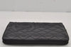 Authentic CHANEL Calf Skin Cambon Line Zippy Organizer Wallet Purse Black 8790J