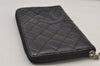 Authentic CHANEL Calf Skin Cambon Line Zippy Organizer Wallet Purse Black 8790J