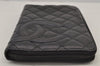 Authentic CHANEL Calf Skin Cambon Line Zippy Organizer Wallet Purse Black 8790J