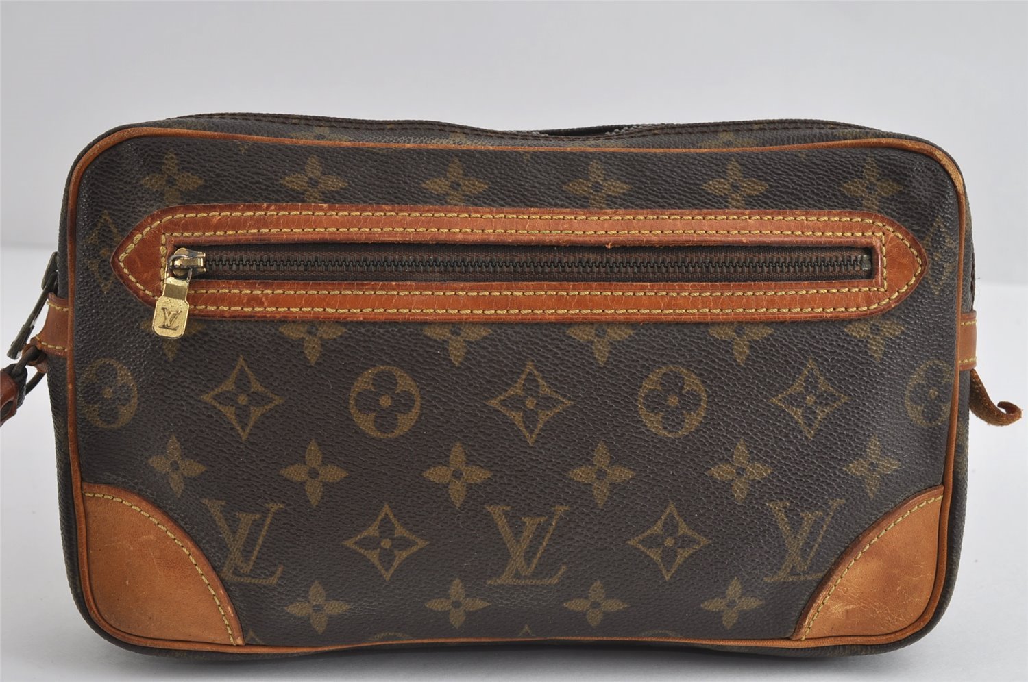 Authentic Louis Vuitton Monogram Marly Dragonne Clutch Hand Bag Old Model 8791I