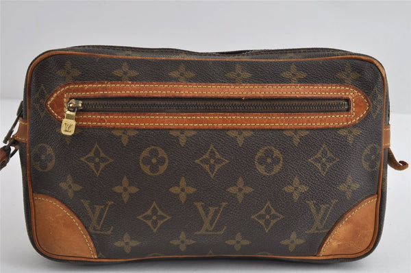 Authentic Louis Vuitton Monogram Marly Dragonne Clutch Hand Bag Old Model 8791I
