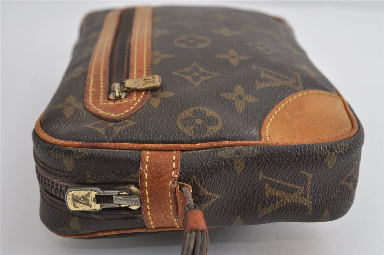 Authentic Louis Vuitton Monogram Marly Dragonne Clutch Hand Bag Old Model 8791I