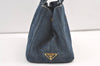 Authentic PRADA Vintage Canapa SS Denim 2Way Shoulder Hand Bag Purse Blue 8795J