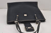 Authentic FENDI Vintage Canvas Leather Shoulder Tote Bag Purse Navy Blue 8796J