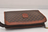 Authentic CELINE Macadam Blason Clutch Hand Bag Purse PVC Leather Brown 8796M