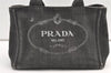 Authentic PRADA Vintage Canapa SS Denim 2Way Shoulder Hand Bag Purse Gray 8798J