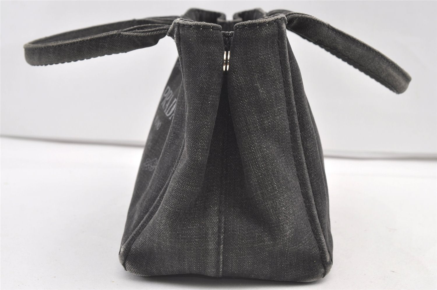Authentic PRADA Vintage Canapa SS Denim 2Way Shoulder Hand Bag Purse Gray 8798J