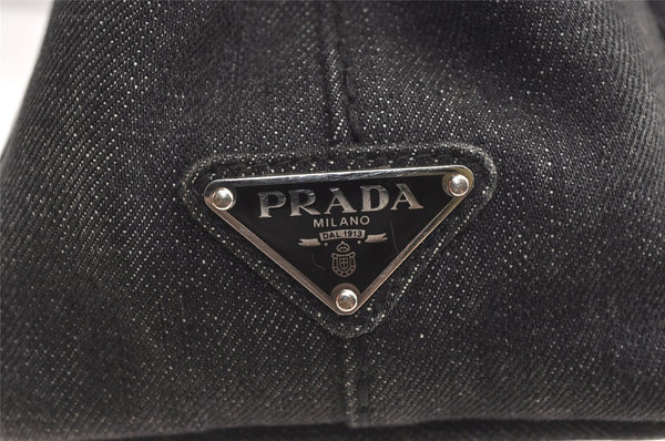 Authentic PRADA Vintage Canapa SS Denim 2Way Shoulder Hand Bag Purse Gray 8798J